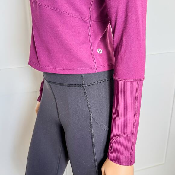 Lululemon Rulu Cropped Long Sleeve 1/2 Zip Marvel Purple Pullover, Women’s 8 - Picture 6 of 8